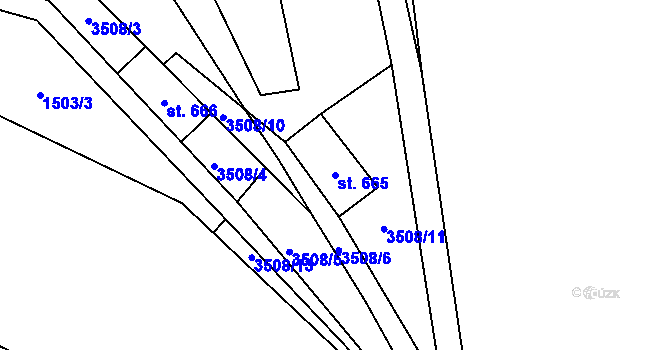 Parcela st. 665 v KÚ Svor, Katastrální mapa