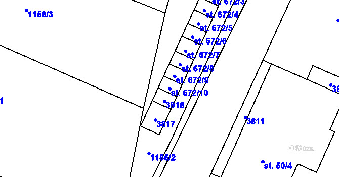 Parcela st. 672/10 v KÚ Svor, Katastrální mapa