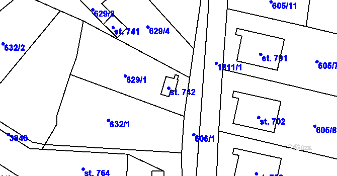 Parcela st. 742 v KÚ Svor, Katastrální mapa