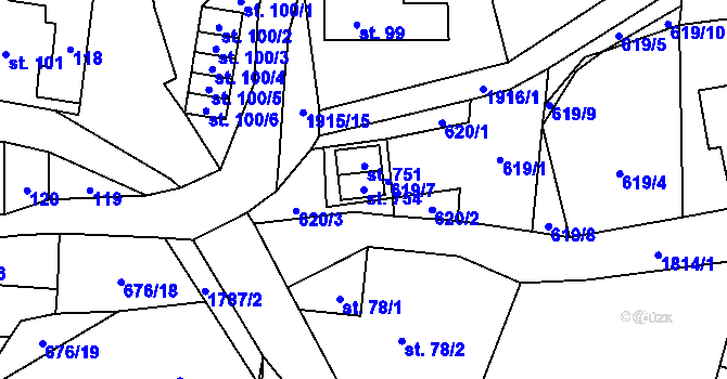 Parcela st. 754 v KÚ Svor, Katastrální mapa