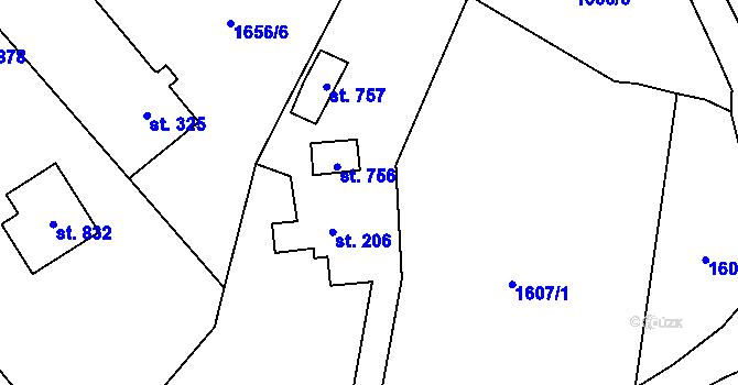 Parcela st. 756 v KÚ Svor, Katastrální mapa