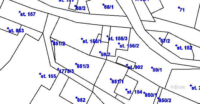Parcela st. 59/2 v KÚ Svor, Katastrální mapa