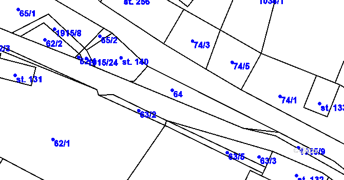 Parcela st. 64 v KÚ Svor, Katastrální mapa