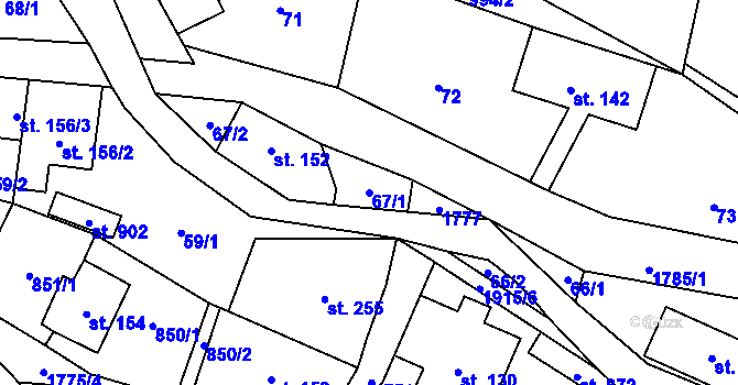 Parcela st. 67/1 v KÚ Svor, Katastrální mapa