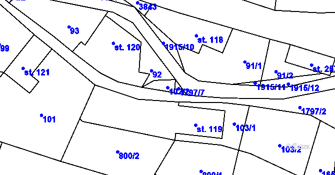 Parcela st. 102/2 v KÚ Svor, Katastrální mapa