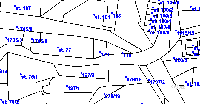 Parcela st. 120 v KÚ Svor, Katastrální mapa