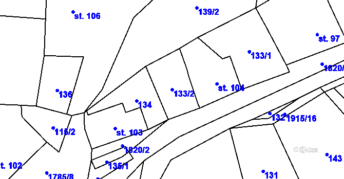 Parcela st. 133/2 v KÚ Svor, Katastrální mapa