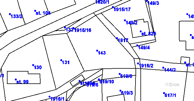 Parcela st. 143 v KÚ Svor, Katastrální mapa