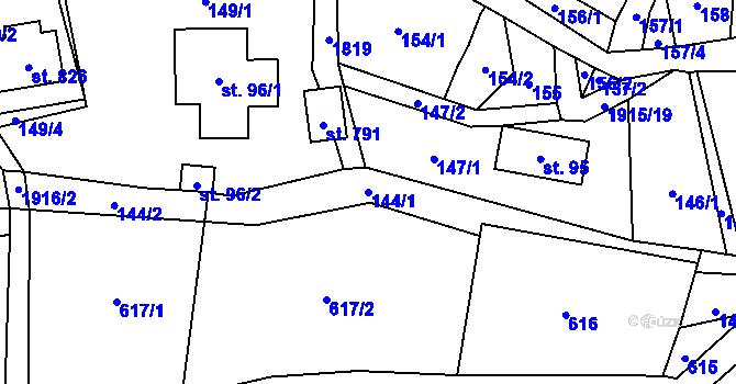 Parcela st. 144/1 v KÚ Svor, Katastrální mapa