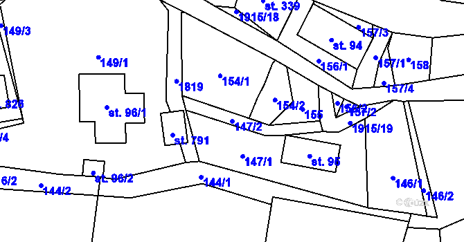 Parcela st. 147/2 v KÚ Svor, Katastrální mapa