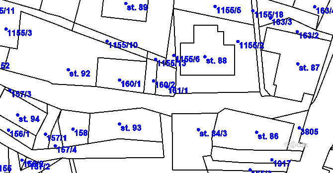 Parcela st. 161/1 v KÚ Svor, Katastrální mapa
