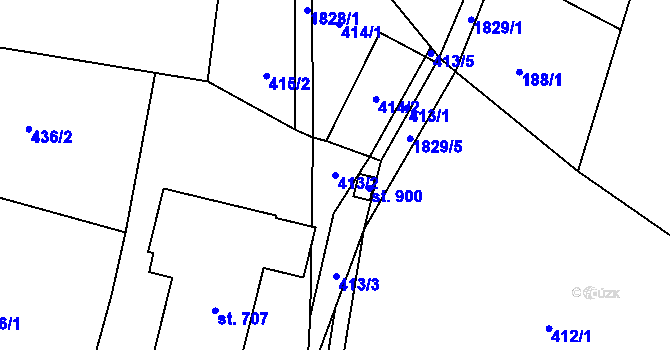 Parcela st. 413/2 v KÚ Svor, Katastrální mapa