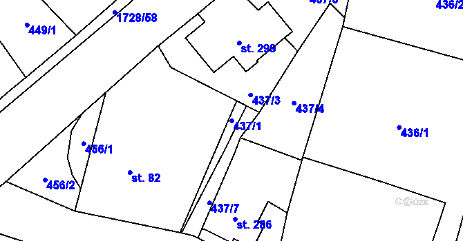 Parcela st. 437/1 v KÚ Svor, Katastrální mapa