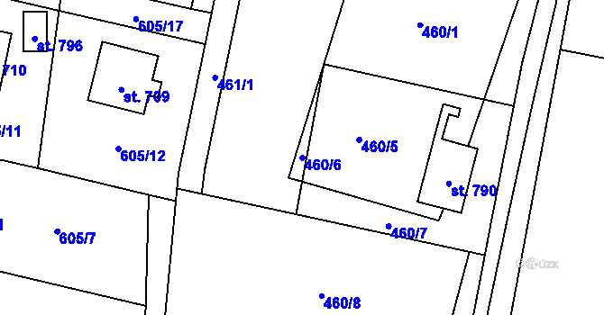 Parcela st. 460/6 v KÚ Svor, Katastrální mapa