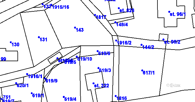 Parcela st. 619/6 v KÚ Svor, Katastrální mapa