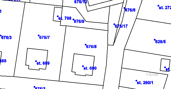 Parcela st. 676/8 v KÚ Svor, Katastrální mapa
