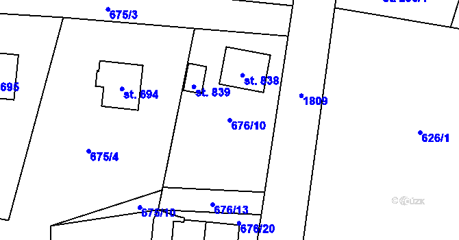 Parcela st. 676/10 v KÚ Svor, Katastrální mapa