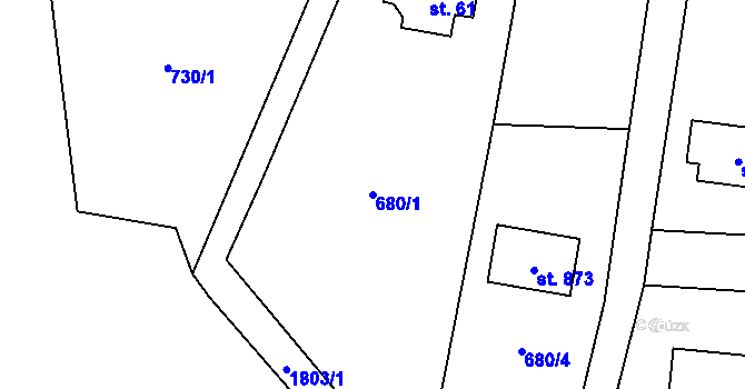 Parcela st. 680/1 v KÚ Svor, Katastrální mapa