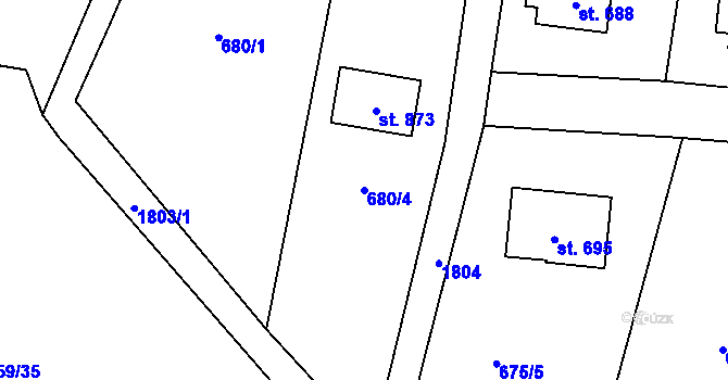 Parcela st. 680/4 v KÚ Svor, Katastrální mapa