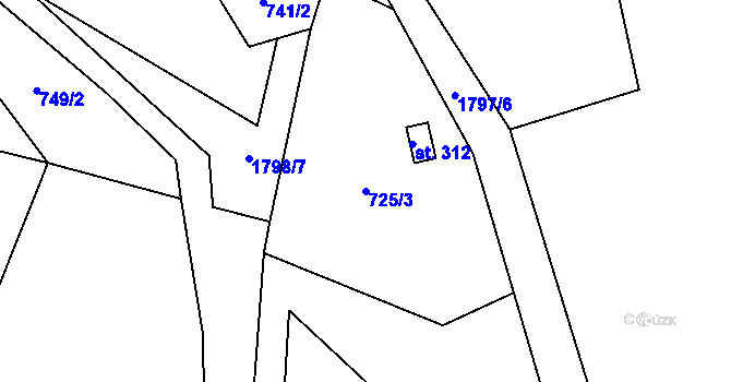 Parcela st. 725/3 v KÚ Svor, Katastrální mapa