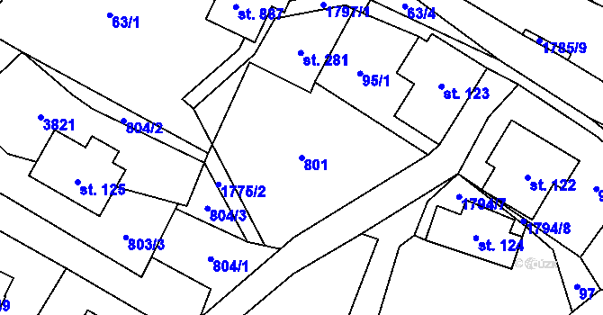 Parcela st. 801 v KÚ Svor, Katastrální mapa