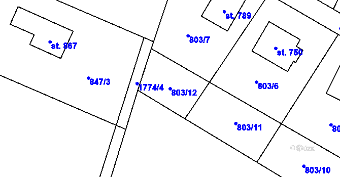 Parcela st. 803/12 v KÚ Svor, Katastrální mapa