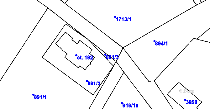 Parcela st. 891/3 v KÚ Svor, Katastrální mapa