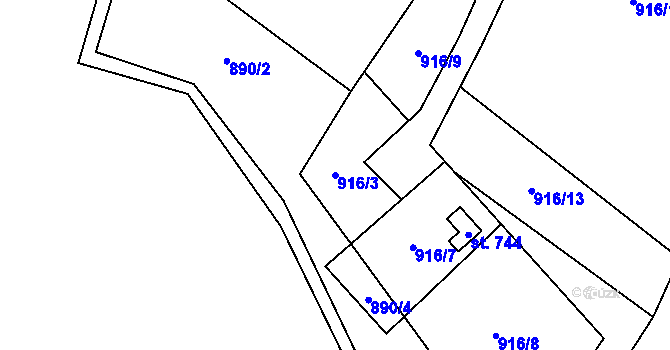 Parcela st. 916/3 v KÚ Svor, Katastrální mapa