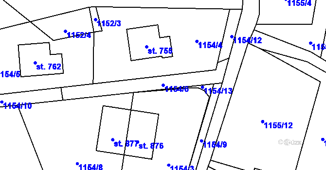 Parcela st. 1154/6 v KÚ Svor, Katastrální mapa