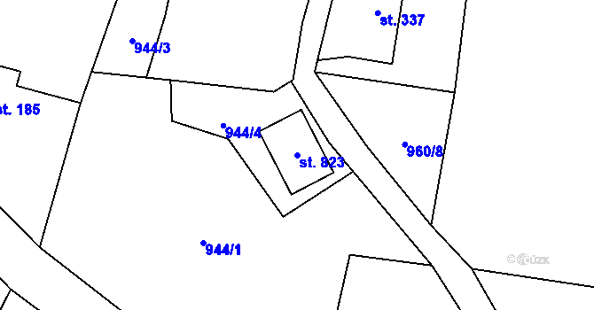 Parcela st. 823 v KÚ Svor, Katastrální mapa