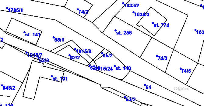 Parcela st. 65/2 v KÚ Svor, Katastrální mapa
