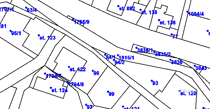 Parcela st. 94/1 v KÚ Svor, Katastrální mapa