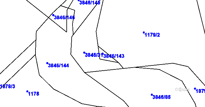 Parcela st. 3846/143 v KÚ Svor, Katastrální mapa
