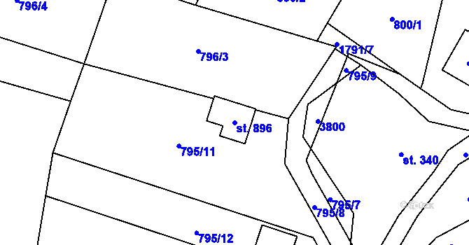 Parcela st. 896 v KÚ Svor, Katastrální mapa