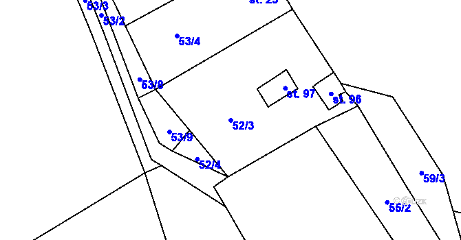 Parcela st. 52/3 v KÚ Nasavrky u Tábora, Katastrální mapa