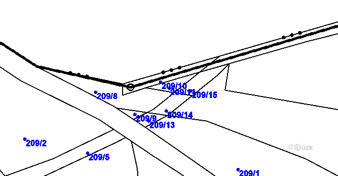 Parcela st. 209/11 v KÚ Nasavrky u Tábora, Katastrální mapa
