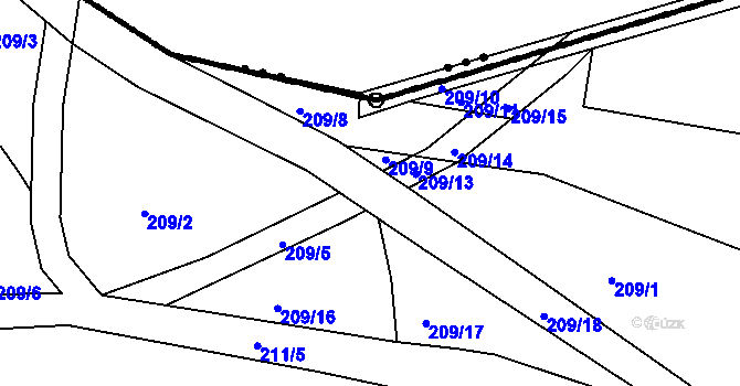 Parcela st. 209/12 v KÚ Nasavrky u Tábora, Katastrální mapa