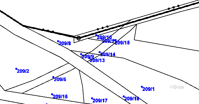 Parcela st. 209/14 v KÚ Nasavrky u Tábora, Katastrální mapa