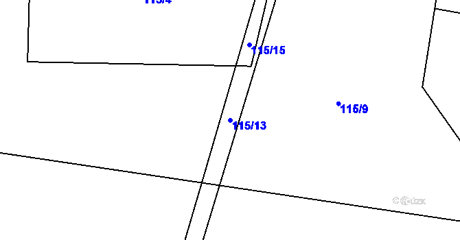 Parcela st. 115/13 v KÚ Svrabov, Katastrální mapa