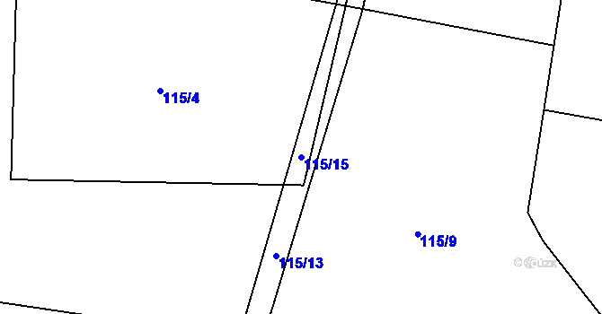 Parcela st. 115/15 v KÚ Svrabov, Katastrální mapa