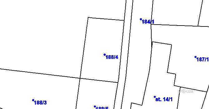 Parcela st. 188/4 v KÚ Svrabov, Katastrální mapa