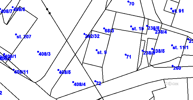 Parcela st. 9 v KÚ Česká Cikánka, Katastrální mapa