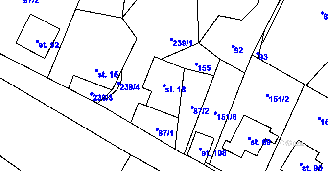 Parcela st. 18 v KÚ Česká Cikánka, Katastrální mapa