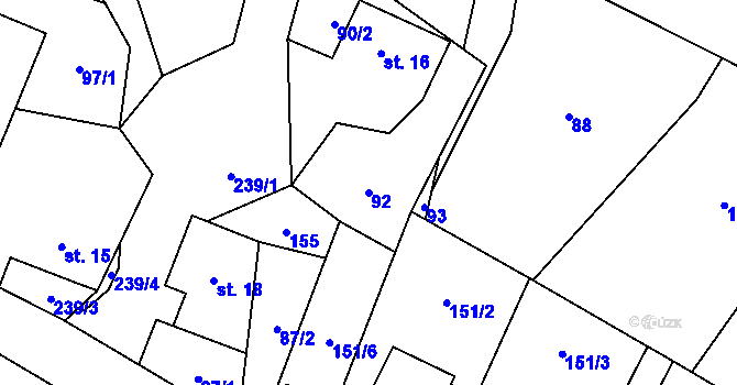 Parcela st. 92 v KÚ Česká Cikánka, Katastrální mapa