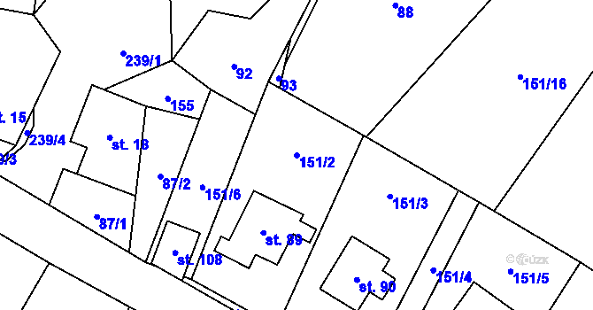 Parcela st. 151/2 v KÚ Česká Cikánka, Katastrální mapa