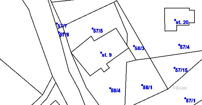 Parcela st. 9 v KÚ Moravská Cikánka, Katastrální mapa
