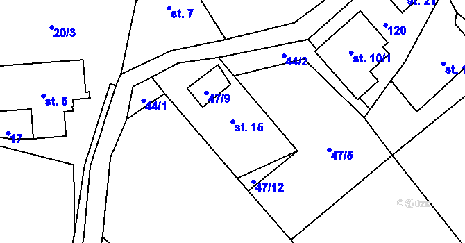 Parcela st. 15 v KÚ Moravská Cikánka, Katastrální mapa