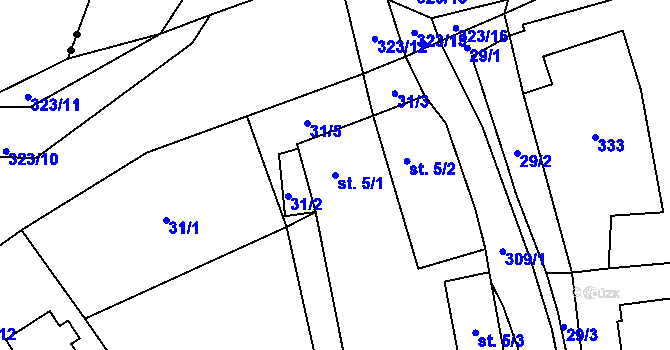 Parcela st. 5/1 v KÚ Moravská Svratka, Katastrální mapa