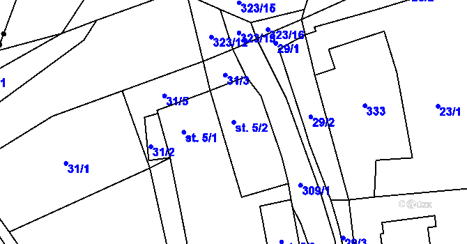 Parcela st. 5/2 v KÚ Moravská Svratka, Katastrální mapa