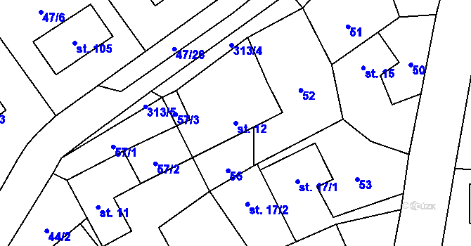 Parcela st. 12 v KÚ Moravská Svratka, Katastrální mapa